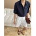 Breathable Tencel Blend Short Sleeve Shirt - Relaxed Fit, Mandarin Collar, Single Pocket | Casual Office Wear | Lightweight & Wrinkle-Resistant_ecoleips.com