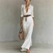 Women's Elegant Sexy Solid Color Dress Autumn Irregular Design With Belt European American Style_ecoleips.com
