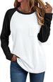 Verve 2025 Women's Round Neck Long Sleeve Patchwork T-Shirt Fashion Pocket Versatile Shirt_ecoleips.com