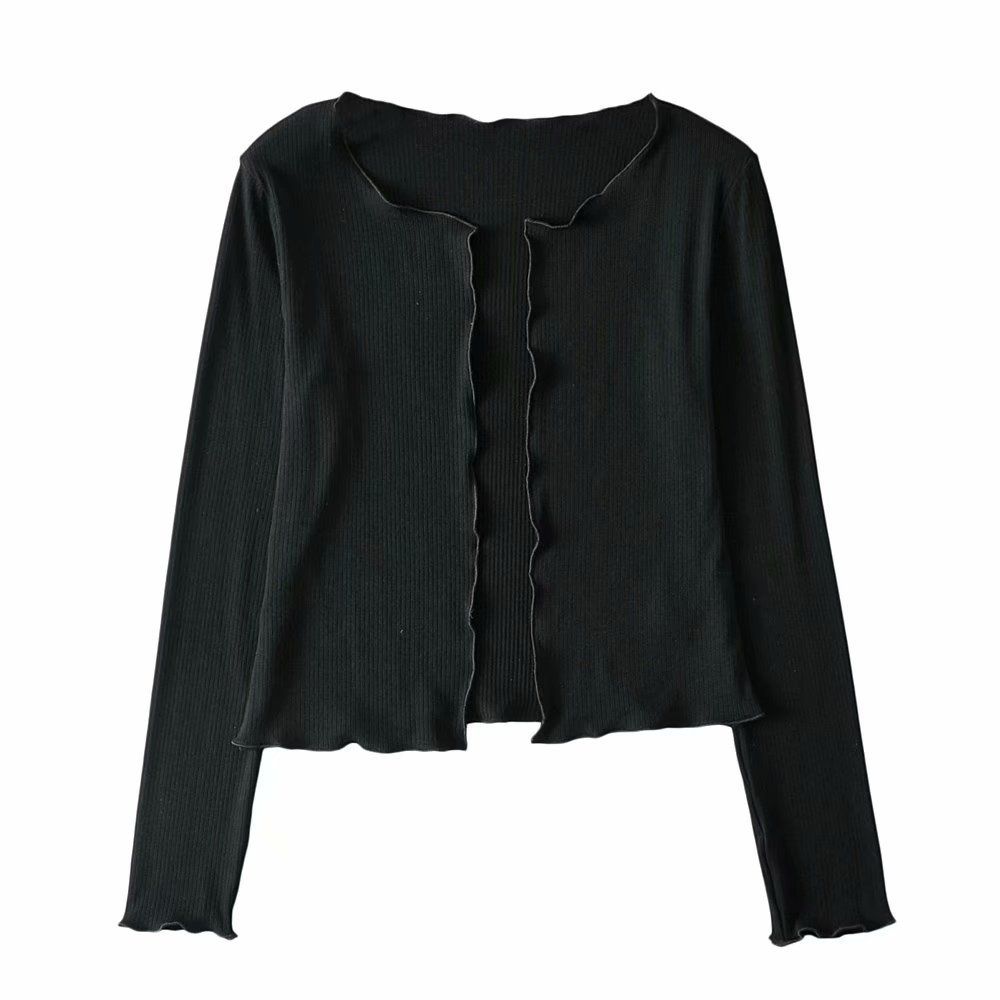 Round Neck Ruffled Long Sleeve Cardigan Short Jacket + Chest Pleated Strap Dress Two-Piece Set_ecoleips.com