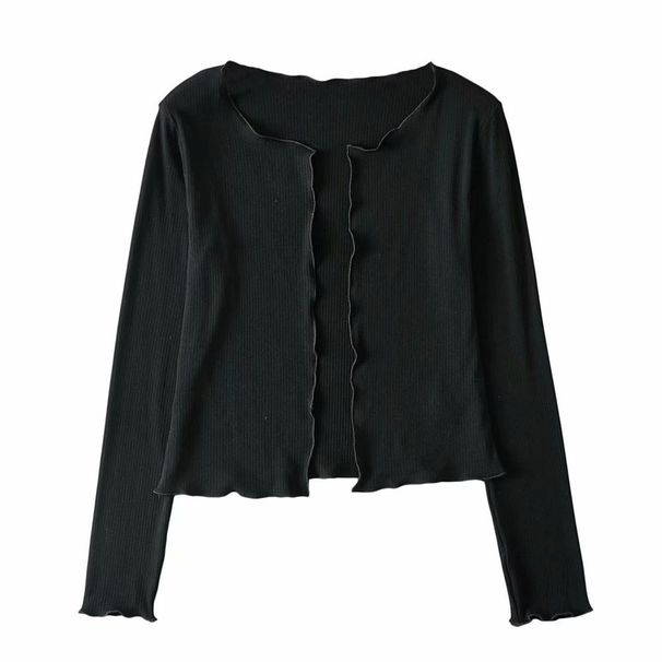 Round Neck Ruffled Long Sleeve Cardigan Short Jacket + Chest Pleated Strap Dress Two-Piece Set_ecoleips.com