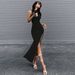 Voya Women's Round Neck Sleeveless Slit Dress, Summer New Style, Pure Desire Style, Hip Bag, Mid Length Skirt For Women_ecoleips.com