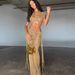 Women's Sequined Vest Set European American Style Retro Hollow Knit Halter Neck Crop Top High Waisted Straight Leg Pants_ecoleips.com