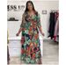 Fashion V-Neck Floral Maxi Dress – Plus Size Boho Beach Dress For Women, Flowy & Comfortable_ecoleips.com