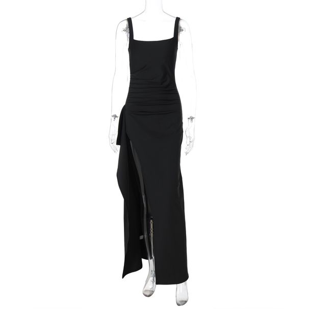 Women's Clothing Evening Dress Long Skirt Summer Fashion Sexy Suspenders Backless High Slit Dress_ecoleips.com