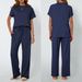 Women's Casual Short Sleeve Top With Wide-Leg Pants Set - Solid Color Loungewear & Street Style Outfit_ecoleips.com