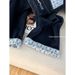 Women's High-Waisted Wide-Leg Jeans – Contrast Cuff & Letter Embroidery, Relaxed Fit Dark Blue Denim Pants (XS-3XL)_ecoleips.com
