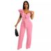 Women's Ruffled One-Shoulder Sleeveless Jumpsuit Deep V Neck Loose Fit Solid Color European American Style_ecoleips.com
