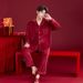 Voya Pajamas Newlyweds, High-end Red Island Velvet Autumn Winter Wedding Robes For Bride And Groom_ecoleips.com