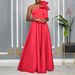 Verve D3322 Women's New Asymmetric Shoulder Large Bow Sexy Long Dress_ecoleips.com