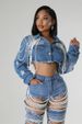 Women's Clothing Denim Jacket Women's Fashion Pearl Chain Handmade Beaded Denim Jacket_ecoleips.com
