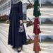 Women's Clothing Middle East Leisure Loose Solid Color Belt Zipper Muslim Long Dress Long Skirt_ecoleips.com