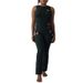 Women's Clothing New Solid Color Heart Hollow Sleeveless Top Trousers Set_ecoleips.com