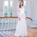 Maternity Wedding Dress European American Style Lace Long Sleeves V Back Puffy Skirt Maternity Dress_ecoleips.com