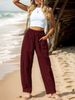 Suitable For All Seasons Clothing 2024 Women's Cotton Linen Casual Vacation Style Elastic Waist Banana Cargo Pants_ecoleips.com