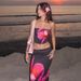 European American Women's Summer Fashion Print Design Long Dress Set Strapless Slim Sexy New 2025_ecoleips.com