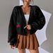 Women’s Clothing Spring And Autumn Jacquard Sweater New Style Outer Wear Loose Casual Knitted Cardigan_ecoleips.com
