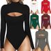 Cross-border New Product Hot Sale: European And American Women's Sexy High-neck Front Cutout Slim-fit_ecoleips.com