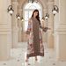 Modest Abaya Dress Ethnic Rhinestone Printed Jalabiya Dress For Women Middle East Dubai Style Muslim Clothing Polyester_ecoleips.com