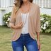 Women's Lightweight Knit Cardigan Cropped 7/8 Sleeve Open Front Cover-Up Versatile Layering Piece for Autumn And Winter_ecoleips.com