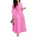 Women's Clothing New Fashion Lapel Long Sleeve High Waist Temperament Pleated Solid Color Dress_ecoleips.com