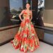 Women's Clothing Fashion Anemone Flower Suspender Dress Female Button Suspender Large Swing Mid Length Skirt_ecoleips.com