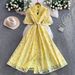 Chiffon & Lace Dress – Belted Waist, Floral Print & Oversized Blazer Collar For Effortless Elegance Breathable Comfort_ecoleips.com