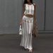 Women's Clothing Summer Fashion Sexy Hot Girl Solid Color Hollow Slit Knitted Skirt Suit Sleeveless Vest + Skirt_ecoleips.com