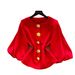 Retro Style Women's Wool Coat round Neck mid Length with Metal Buttons Waist Cinching Design Elegant Sophisticated Commuting Top_ecoleips.com