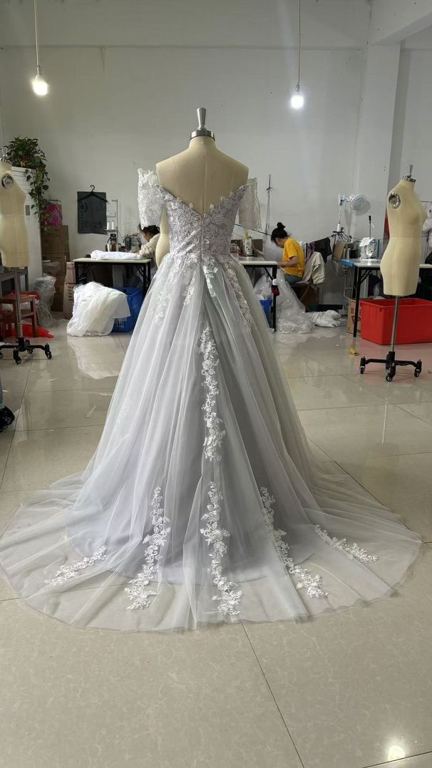 Women's Clothing One Shoulder Wedding Dress New Bride Simple Round Neck Slim Perspective Travel Shooting Trailing Soft Yarn Show_ecoleips.com