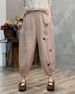 Suitable For All Seasons Artistic Embroidered Pure Linen 2025 Summer New Loose Casual Cropped Slimming Harem Pants For Women_ecoleips.com
