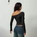 Voya Women's Black Sexy Off Shoulder Hanging Neck, European And American Spicy Girl BM Style Hollow Cross Strap Design, Niche Short Top_ecoleips.com
