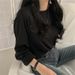 Korean Style Women's Long Sleeve T-Shirt Spring Autumn Solid Color Loose Fit Versatile Student Clothing Top for Ladies_ecoleips.com