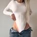 Summer Women's Slim Fit Long Sleeved Base Layer Top Solid Color Split Design Jumpsuit European And American Cross Border Wholesale_ecoleips.com