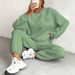 Women's Clothing Cable Knit Patchwork Top With Long Sleeves Round Neck Two Piece Set Casual Fashion For Spring Autumn_ecoleips.com