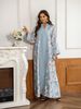 Verve ZD031 Saudi Muslim Women's Clothing Kaftan Flower Print Beaded Arab Dress Abaya_ecoleips.com