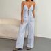 Women's Clothing Two Piece Suits Women's Summer Fashion Outing Striped Tie Suspenders And Wide Leg Pants_ecoleips.com
