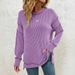 2026 European American Cross-border Women's Clothing Autumn And Winter New Twist Stripe Slit Long-sleeve Loose_ecoleips.com