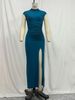 Women's Clothing Solid Color Slim Fit Slit Hip Dress Female Style Temperament Long Skirt_ecoleips.com