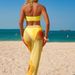 Women's Sexy Solid Color Bikini Set – 3-Piece Beach Swimwear With High-Waisted Bottom & Cover-Up Dress | Tummy Control & Adjustable Straps_ecoleips.com