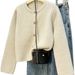 Style Knitted Cardigan For Women Metal Buckle Short Round Neck Soft Cozy Sweater Jacket Autumn Winter New_ecoleips.com