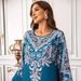 Elegant plus Size Long Robe Dress ZD019 European American Style Printed Dress with Rhinestone Embellishments for Women_ecoleips.com