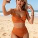 High Waist Split Bikini Sexy European And American Style Swimsuit for Women Cross Border 2025 New Foreign Trade Swimwear_ecoleips.com