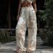 Elegant 3D Floral Print Straight Leg Women's Trousers Independent Website Foreign Trade Cross Border Fashion Bottoms_ecoleips.com
