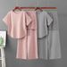 Women's Elegant Two Piece Set Solid Color Knitted Short Sleeve Top And Lace Casual Pants Spring Summer Outfit_ecoleips.com