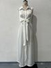 Women's Clothing Summer New Two Piece Long Skirt V Neck Sleeveless Solid Color Waist Dress_ecoleips.com
