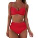 Women's High-Waist Bikini Set – Animal Print & Floral Swimwear With Removable Padded Top (S-Xxl, Quick-Dry Polyester, Tummy Control Design)_ecoleips.com