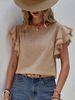 Women's Casual Round Neck Shirt Ruffle Batwing Short Sleeve Top Loose Fit Summer Style_ecoleips.com