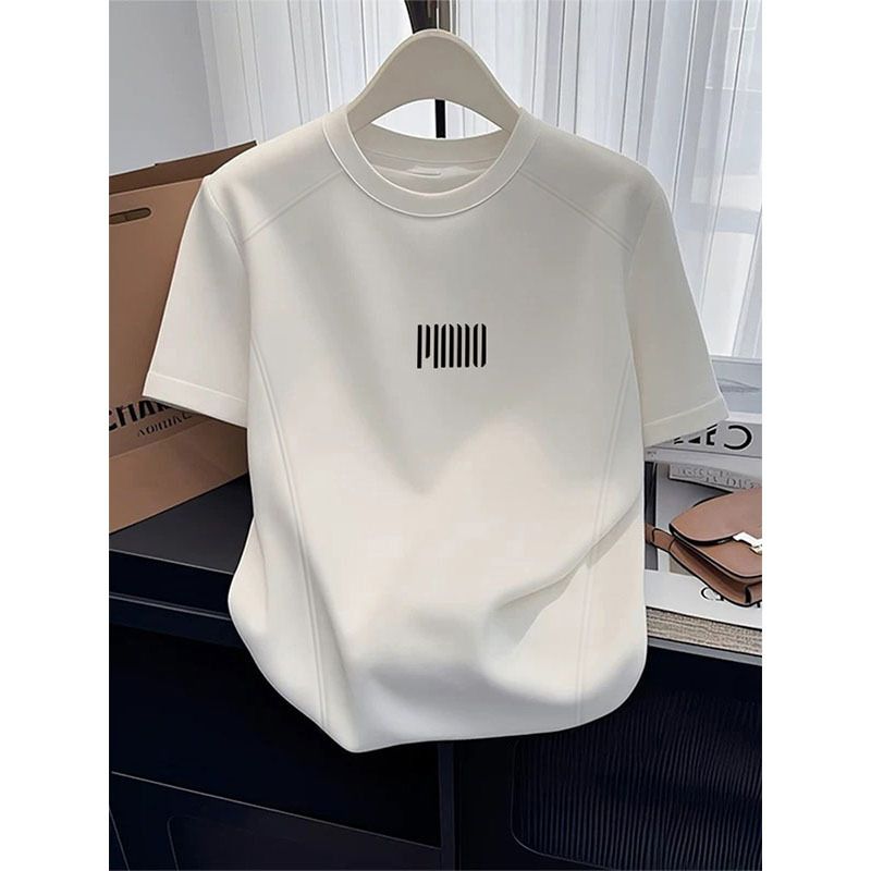 Women's Slim-Fit Pure Cotton Short Sleeve T-Shirt – Structured Shoulder, Vertical Stripe Design, Lightweight & Breathable For Spring & Summer_ecoleips.com