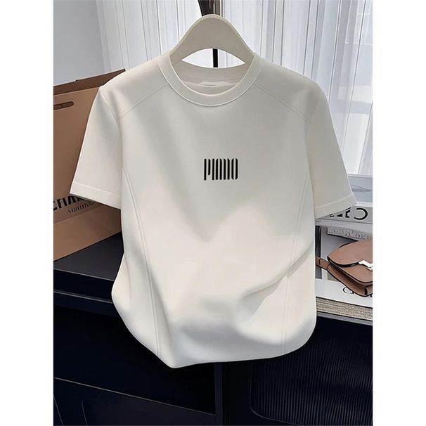Women's Slim-Fit Pure Cotton Short Sleeve T-Shirt – Structured Shoulder, Vertical Stripe Design, Lightweight & Breathable For Spring & Summer_ecoleips.com